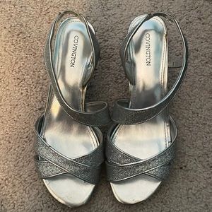 Covington Metallic Silver Strappy Heels